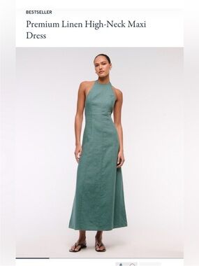 Abercrombie & Fitch Premium Linen High-Neck Maxi Dress
